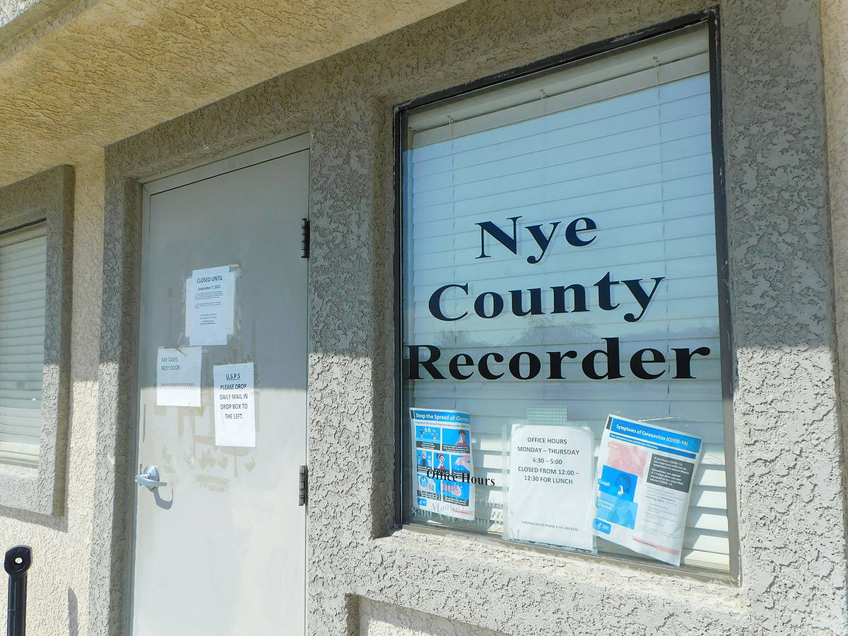 Robin Hebrock/Pahrump Valley Times The Nye County Recorder's Office in Pahrump is located at 17 ...