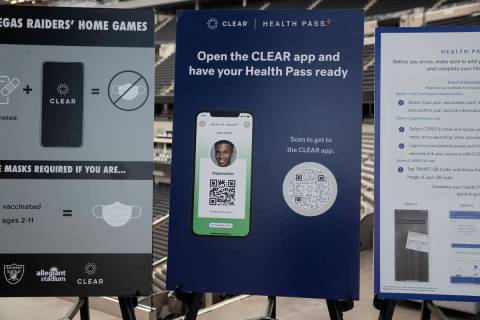 Information regarding CLEAR's health pass which will require Raiders fans to submit their COVID ...