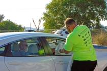 Robin Hebrock/Pahrump Valley Times A volunteer at the Remote Area Medical Taco Dinner drive-thr ...