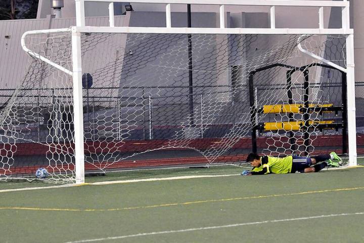 Horace Langford Jr./Pahrump Valley Times - PVHS Boys Soccer vs Cheyenne, final goal of the game