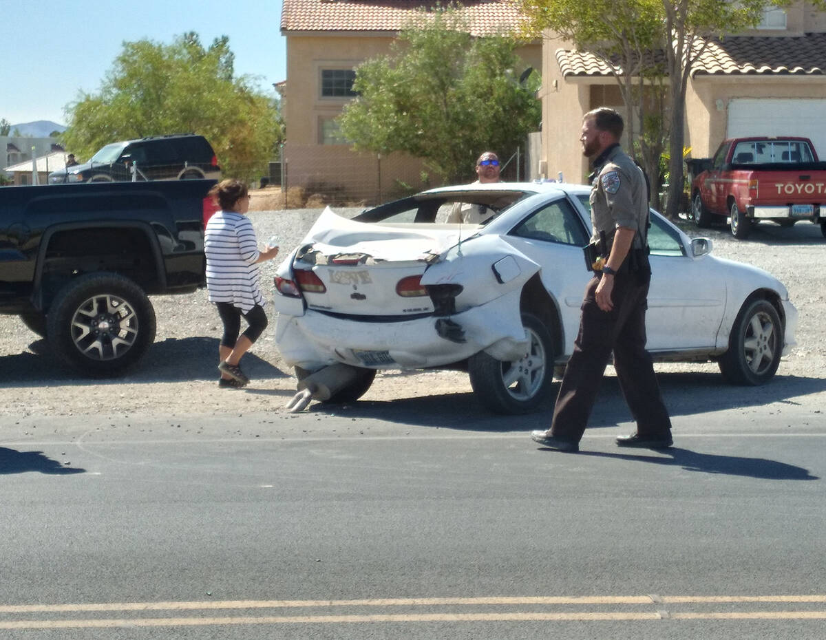 Selwyn Harris/Pahrump Valley Times Sheriff's deputies and fire crews were summoned to a two-veh ...