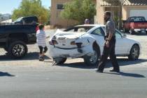 Selwyn Harris/Pahrump Valley Times Sheriff's deputies and fire crews were summoned to a two-veh ...