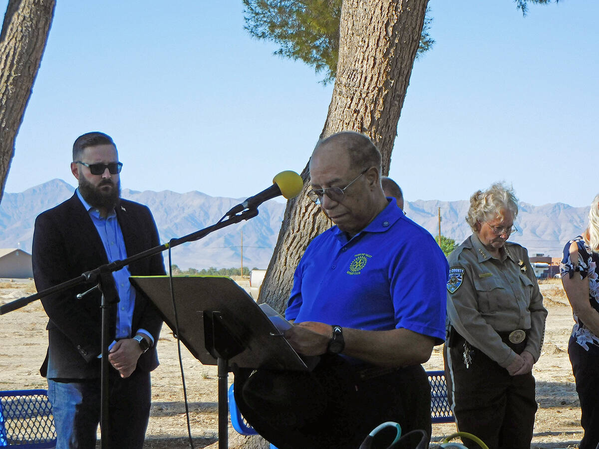 Robin Hebrock/Pahrump Valley Times Dr. Tom Waters, also a Rotarian and 9/11 Memorial Ceremony e ...