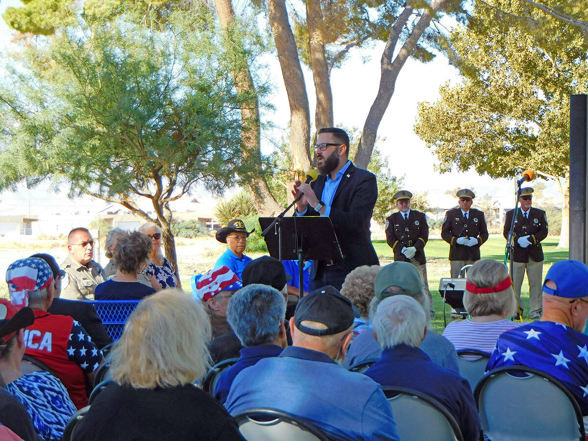 Robin Hebrock/Pahrump Valley Times Nevada Assemblyman Greg Hafen II addresses the audience at t ...