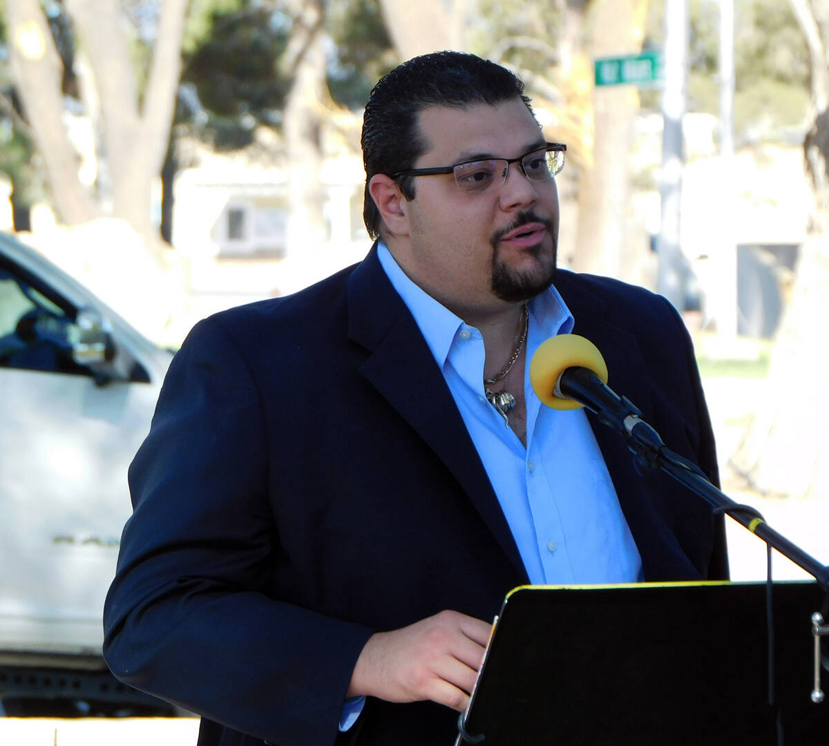 Robin Hebrock/Pahrump Valley Times Nye County Commissioner Leo Blundo offered a few words durin ...