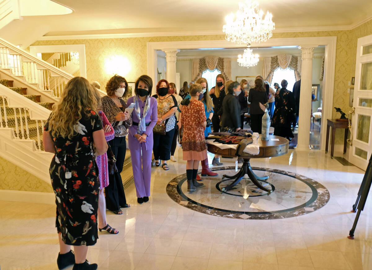 Bill Dentzer/Las Vegas Review-Journal First Lady Kathy Sisolak speaks to guests at an opening r ...