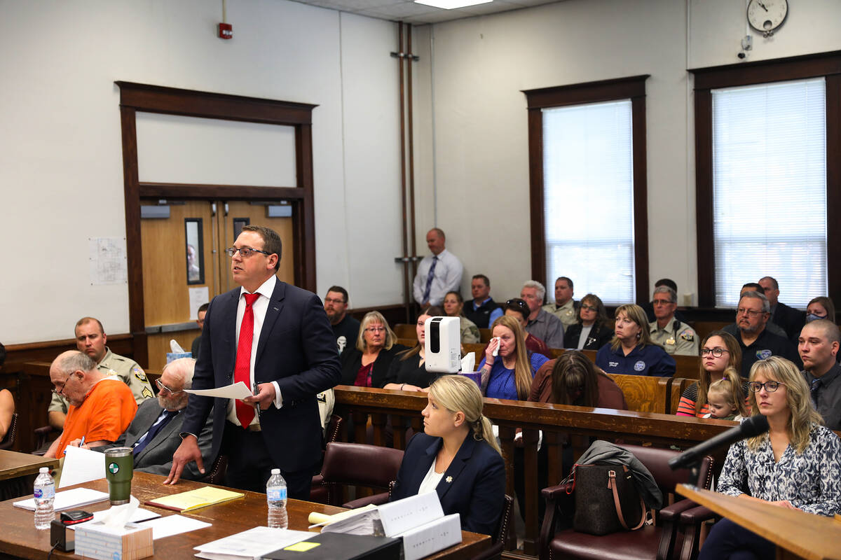 White Pine County Chief Deputy District Attorney James Beecher addresses the court during the s ...