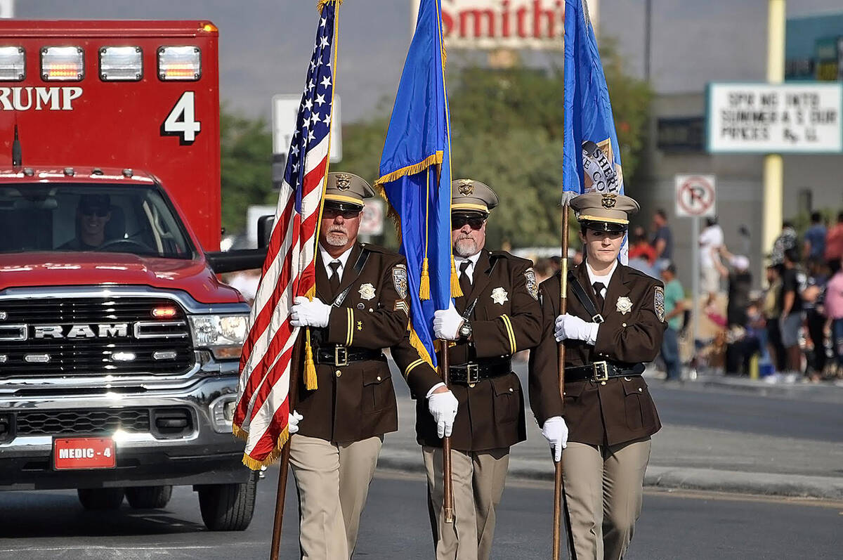 Horace Langford Jr./Pahrump Valley Times The Nye County Sheriff's Office Honor Guard proudly h ...