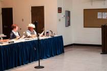 Richard Stephens/Special to the Pahrump Valley Times Tim Dahl (right) addressing Beatty Town A ...
