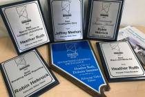 Robin Hebrock/Pahrump Valley Times This photo shows some of the first-place awards plaques memb ...