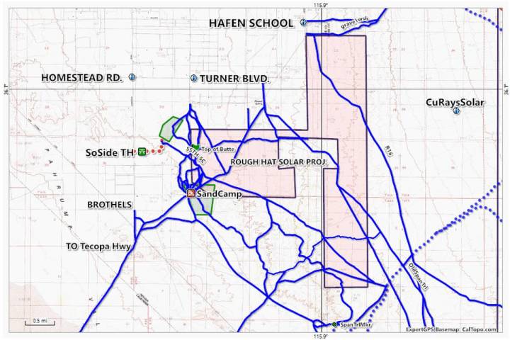 Special to the Pahrump Valley Times This map shows the proposed location for the Rough Hat Nye ...