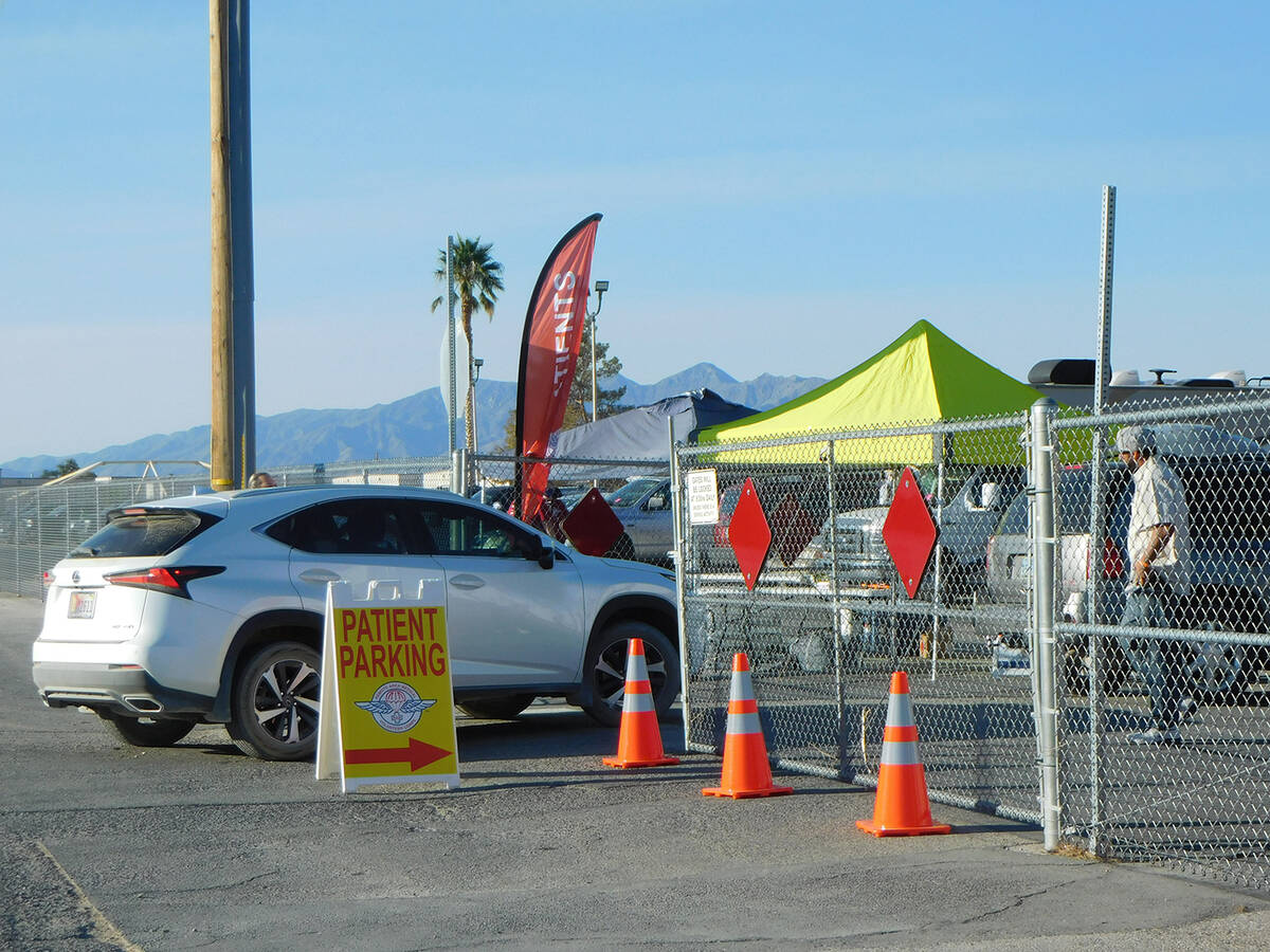Robin Hebrock/Pahrump Valley Times There was brightly colored signage and cones set out to help ...