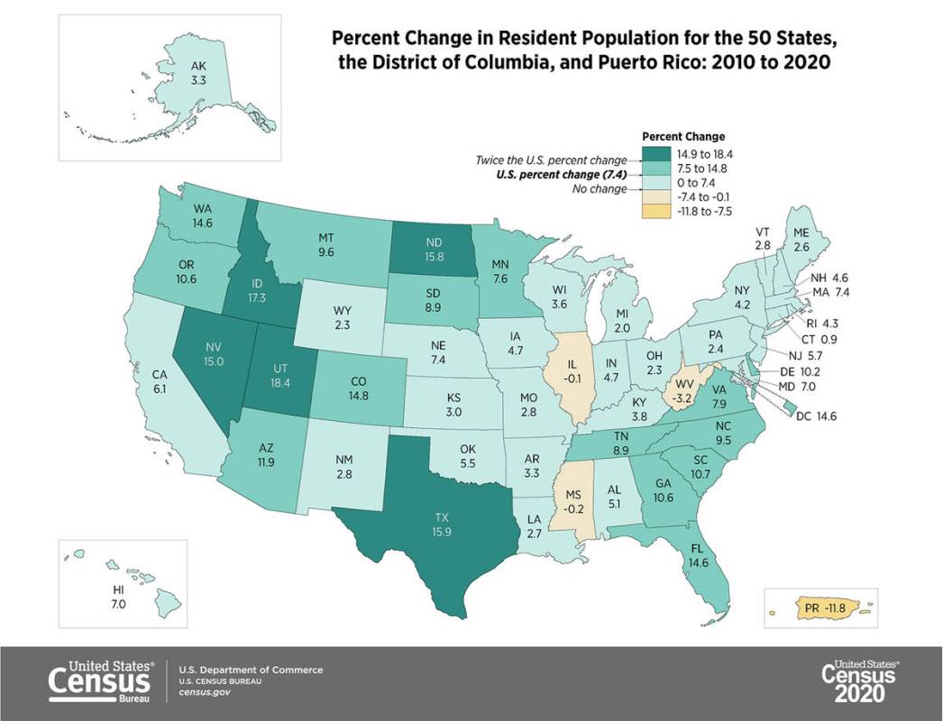 Special to the Pahrump Valley Times Provided on the Census website, this map shows the populati ...