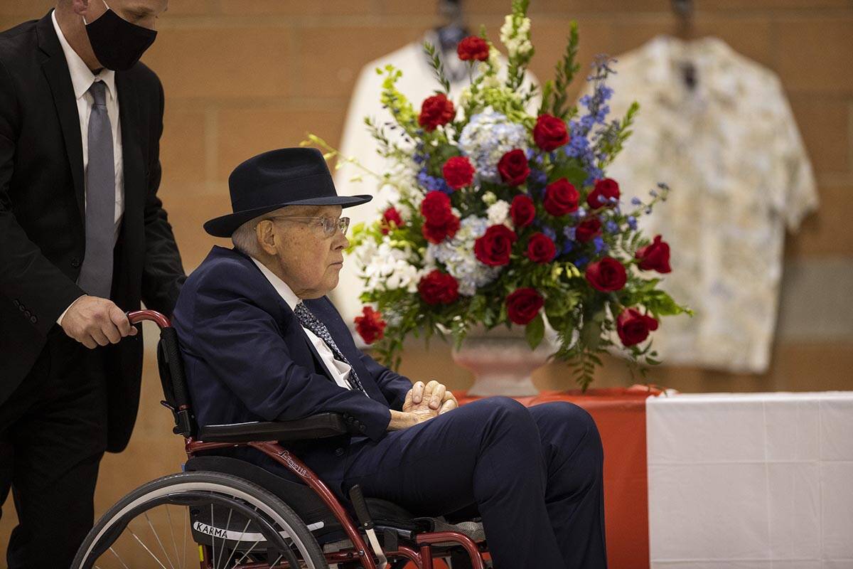 Former Nevada Senator Harry Reid attends a ceremony to honor the memory of Nevada Army National ...