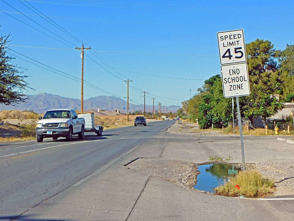 Robin Hebrock/Pahrump Valley Times Wilson Road in Pahrump is now a 45-mile-per-hour street, wit ...