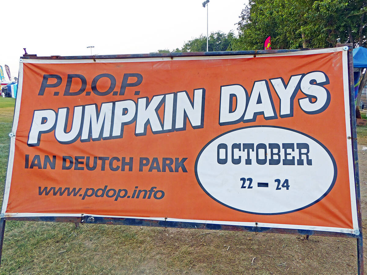Robin Hebrock/Pahrump Valley Times Signs announcing the upcoming 12th Annual PDOP Pumpkin Days ...