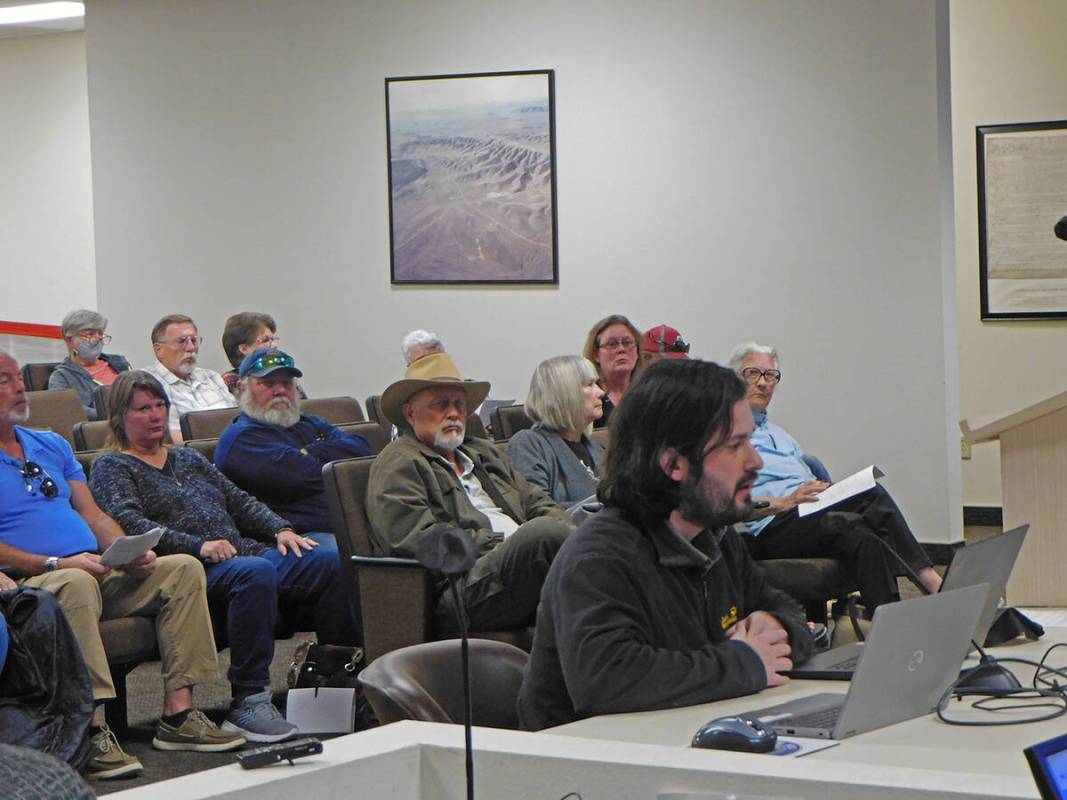 Robin Hebrock/Pahrump Valley Times Candela Renewables representative Dewey Klurfield strove to ...