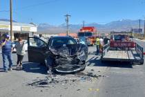 Selwyn Harris/Pahrump Valley Times Despite the major damage to both vehicles, no serious injuri ...