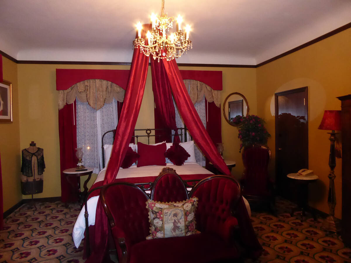 The Lady in Red's room at the Mizpah Hotel in Tonopah is decorated in early bordello style, ref ...