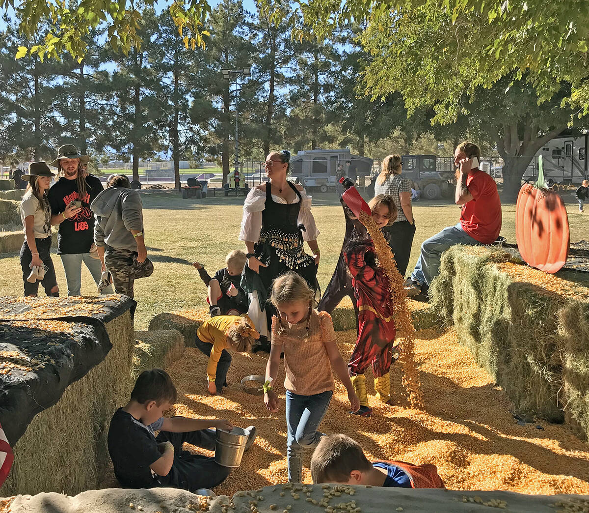 Robin Hebrock/Pahrump Valley Times Pumpkin Days attendees can be seen romping in a pit filled w ...