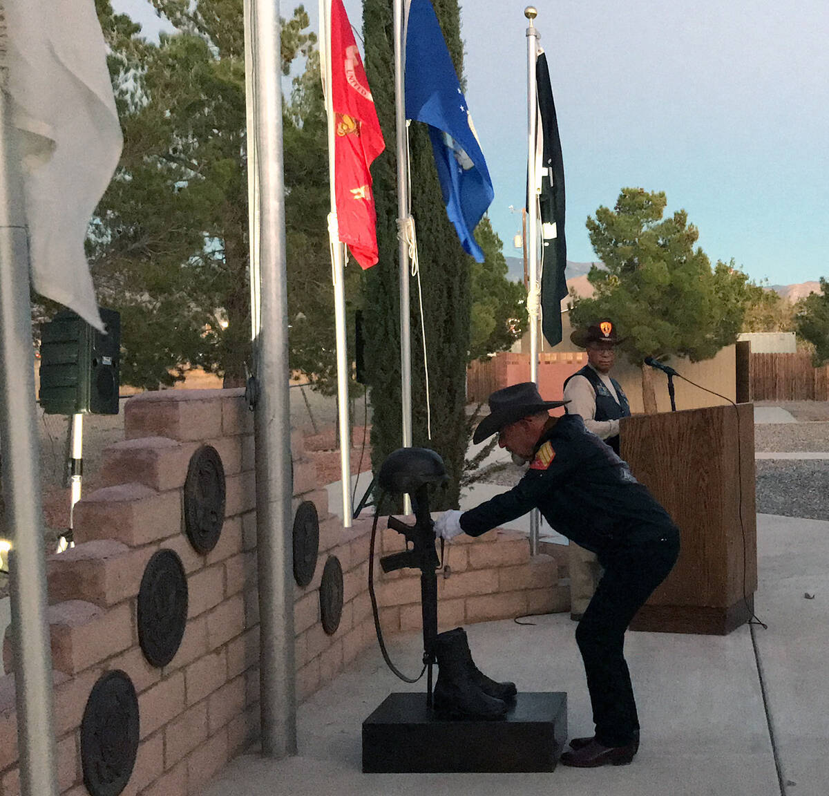 Robin Hebrock/Pahrump Valley Times Marine veteran Jerry Dumont is pictured laying military ID t ...