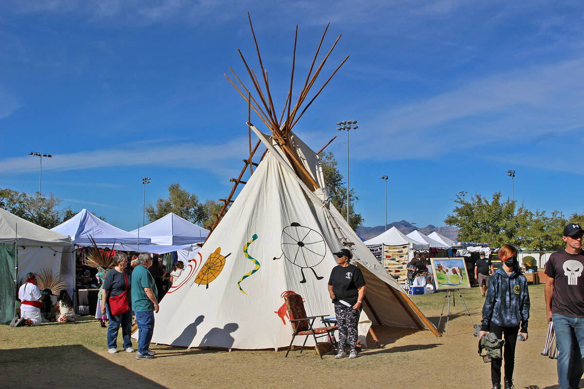Robin Hebrock/Pahrump Valley Times The Teepee at the Pahrump Social Powwow was a draw for many, ...