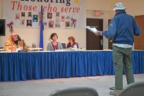 Richard Stephens/Special to the Pahrump Valley Times Karl Olsen addresses board about sending a ...