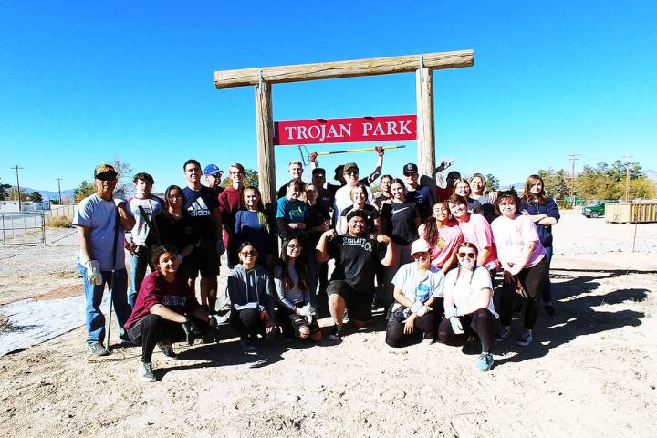 Special to the Pahrump Valley Times Students and volunteers from Pahrump Valley High School emb ...