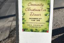 Robin Hebrock/Pahrump Valley Times Signs advertising the Community Christmas Eve Dinner are set ...