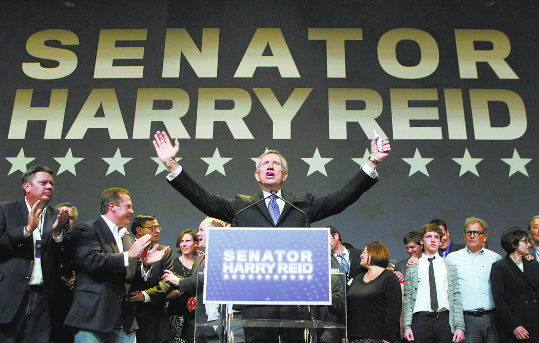 U.S. Sen. Harry Reid, D-Nev., takes the podium in 2010. (File Photo)