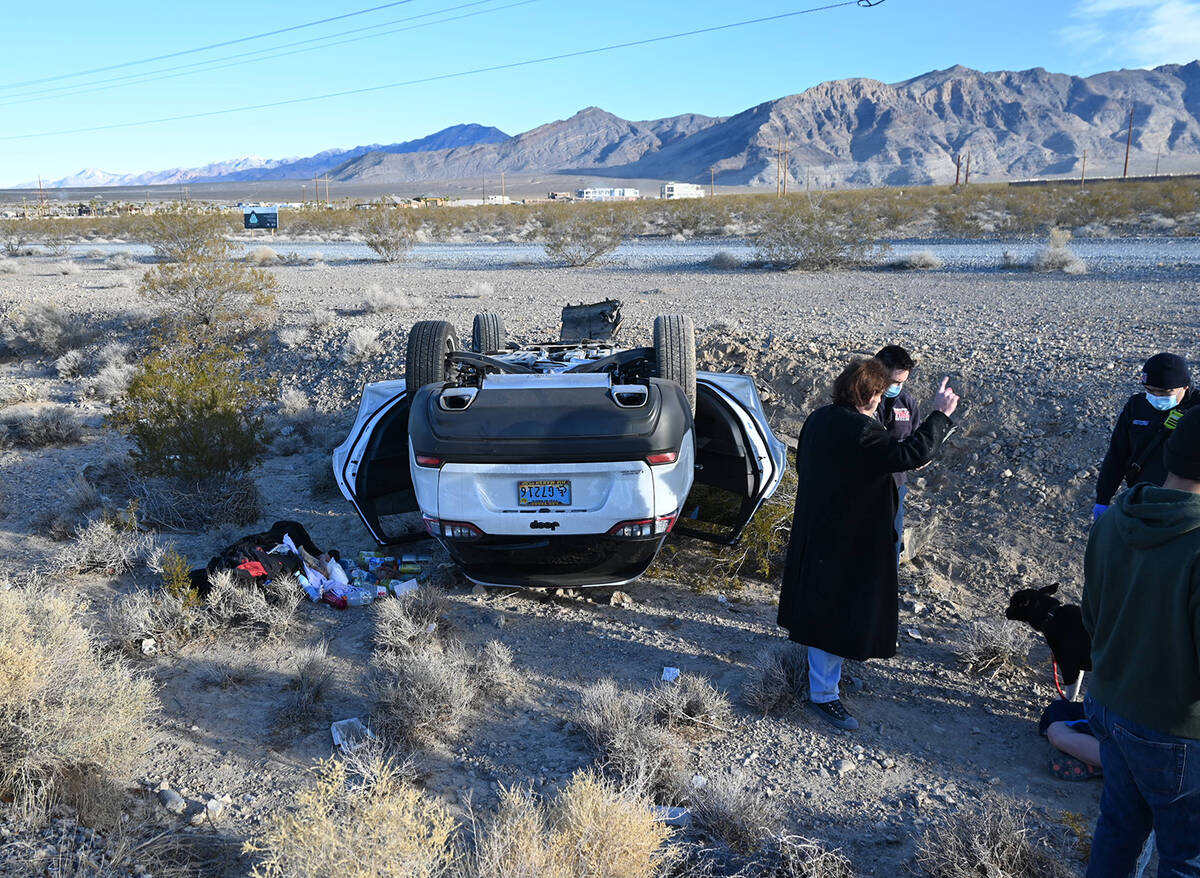 Special to the Pahrump Valley Times Three occupants managed to self-extricate themselves from t ...