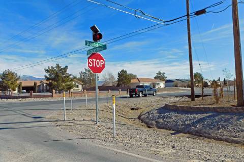 Robin Hebrock/Pahrump Valley Times The intersection of Mount Charleston Drive and Dandelion Str ...