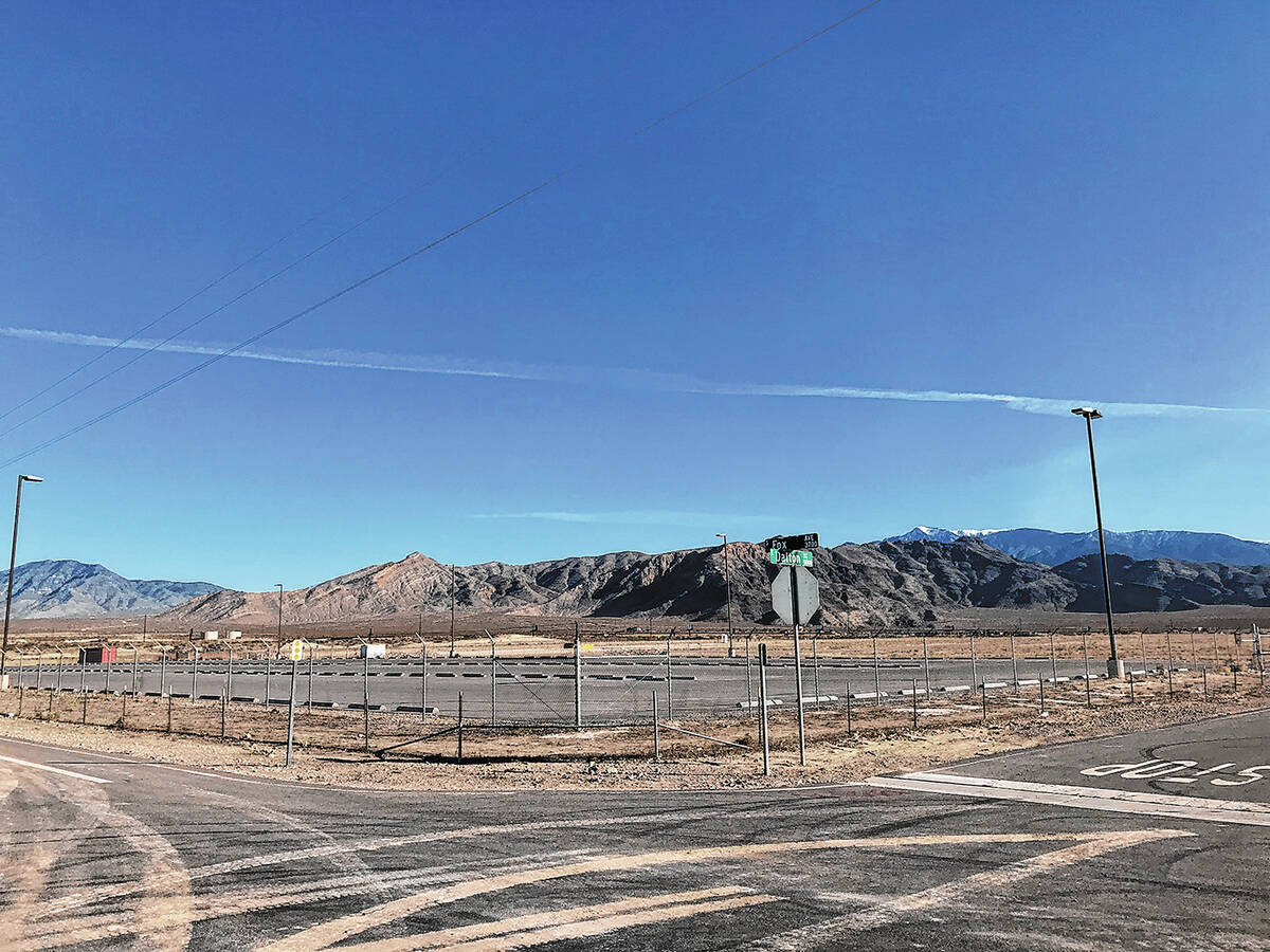 Robin Hebrock/Pahrump Valley Times The parking lot at the Pahrump Fireworks Launch Site, locate ...