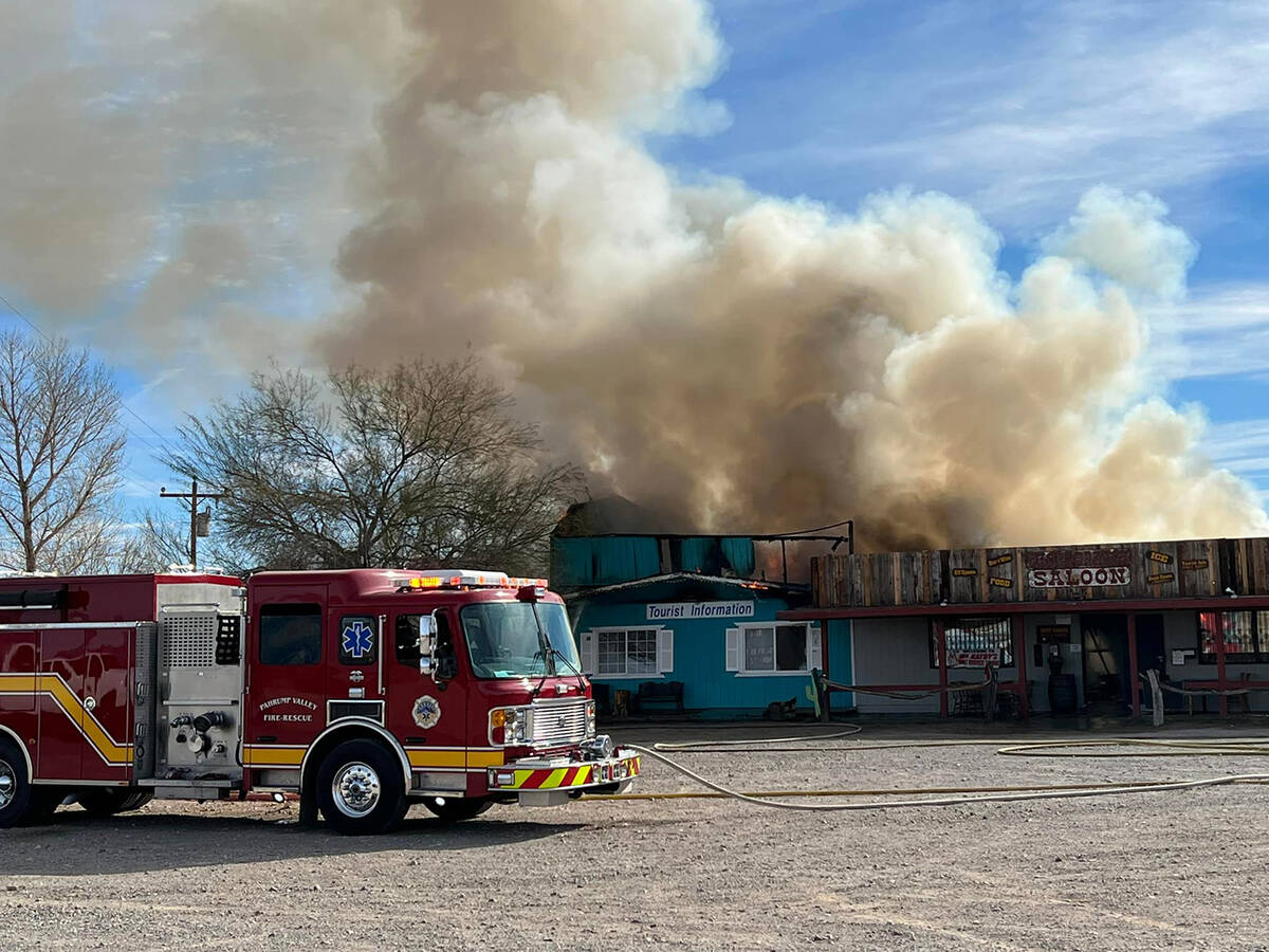 Special to the Pahrump Valley Times Fire crews were forced to bring in water as the nearest sou ...