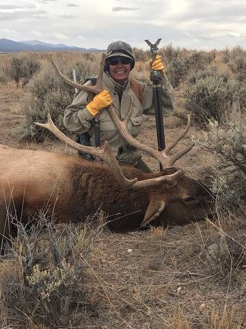 Dan Simmons/Special to the Pahrump Valley Times Violet, an avid sportswoman and hunter, poses w ...