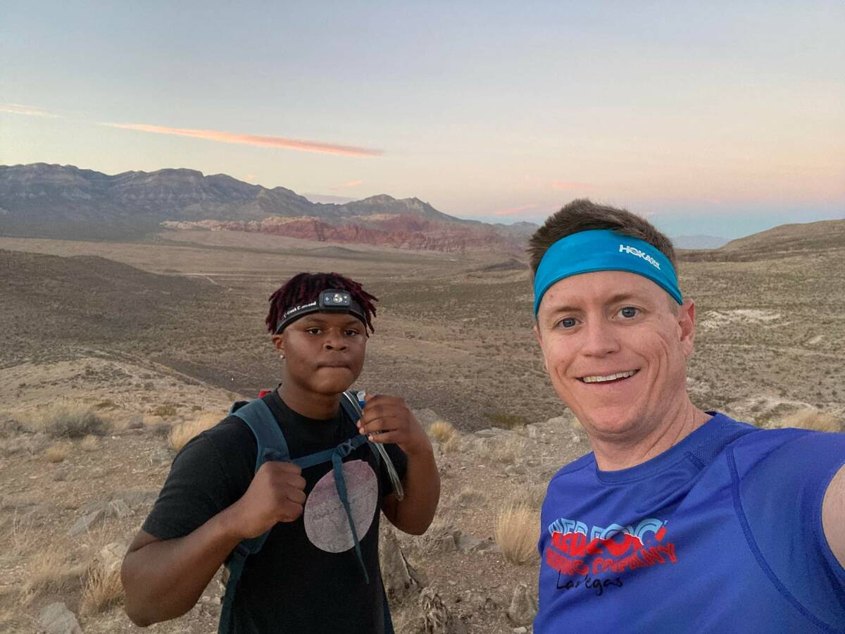 Special to the Pahrump Valley Times Damarion "Dangerous" Ingram (left) runs trails with his co ...