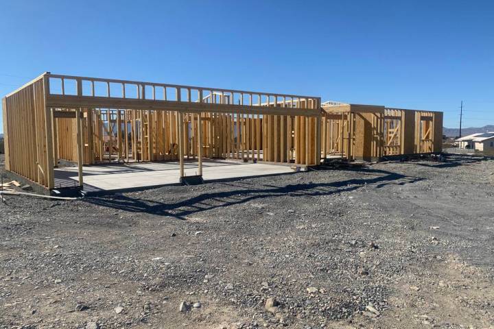 A home under construction on Acoma Avenue in Pahrump, where home prices have climbed more than ...