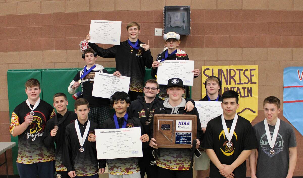 Danny Smyth/Pahrump Valley Times The Pahrump Valley Trojans had 12 of their 14 wrestlers recei ...