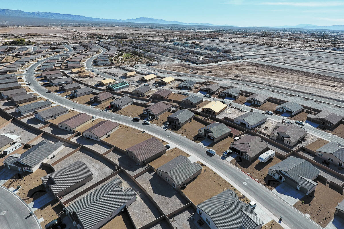 An aerial view of Burson Ranch in Pahrump on Nov. 15, 2018, where developers were restarting a ...