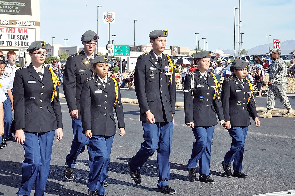 Horace Langford Jr./Pahrump Valley Times Members of the Pahrump Valley High School JROTC mainta ...