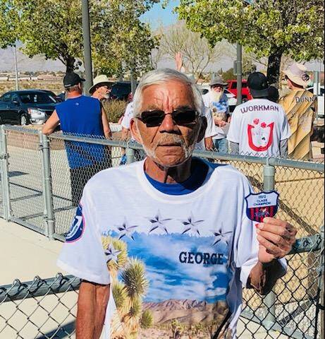 Special to the Pahrump Valley Times George Mallory holds his class champion patch following hi ...