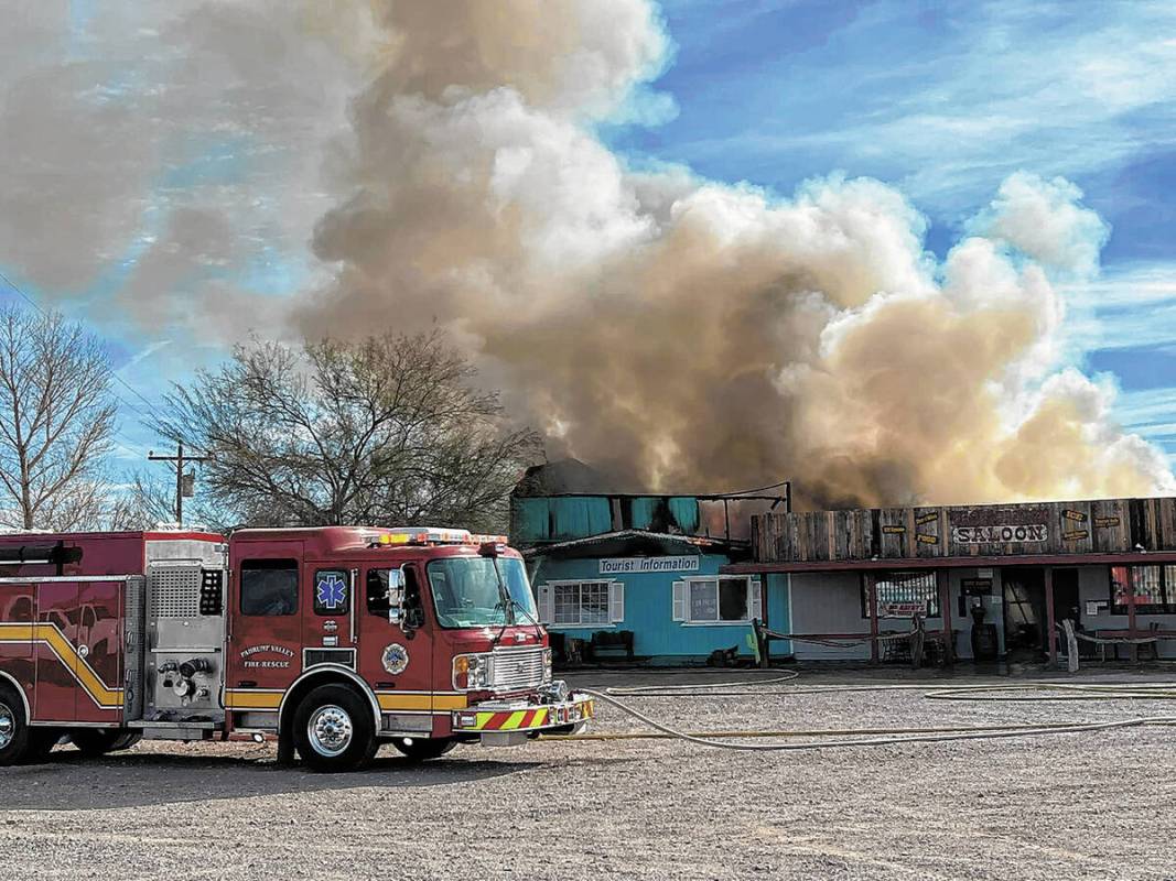 Special to the Pahrump Valley Times The iconic Short Branch Saloon in Crystal was destroyed by ...