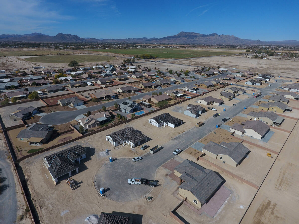 Aerial view of Cottage Grove Estates in Pahrump, Nevada on Thursday, November 15, 2018. Michael ...