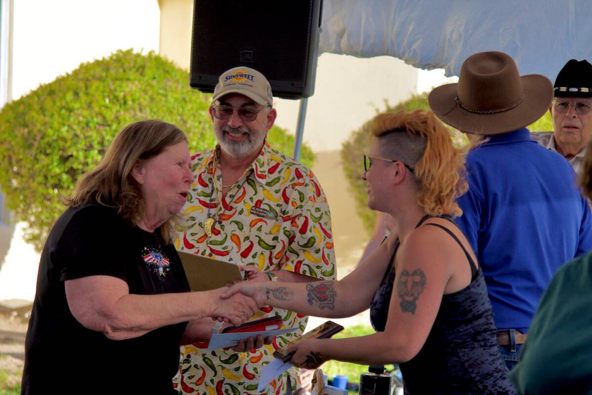 Rosie Taylor received the award for best traditional red chili in the ninth annual Silver State ...