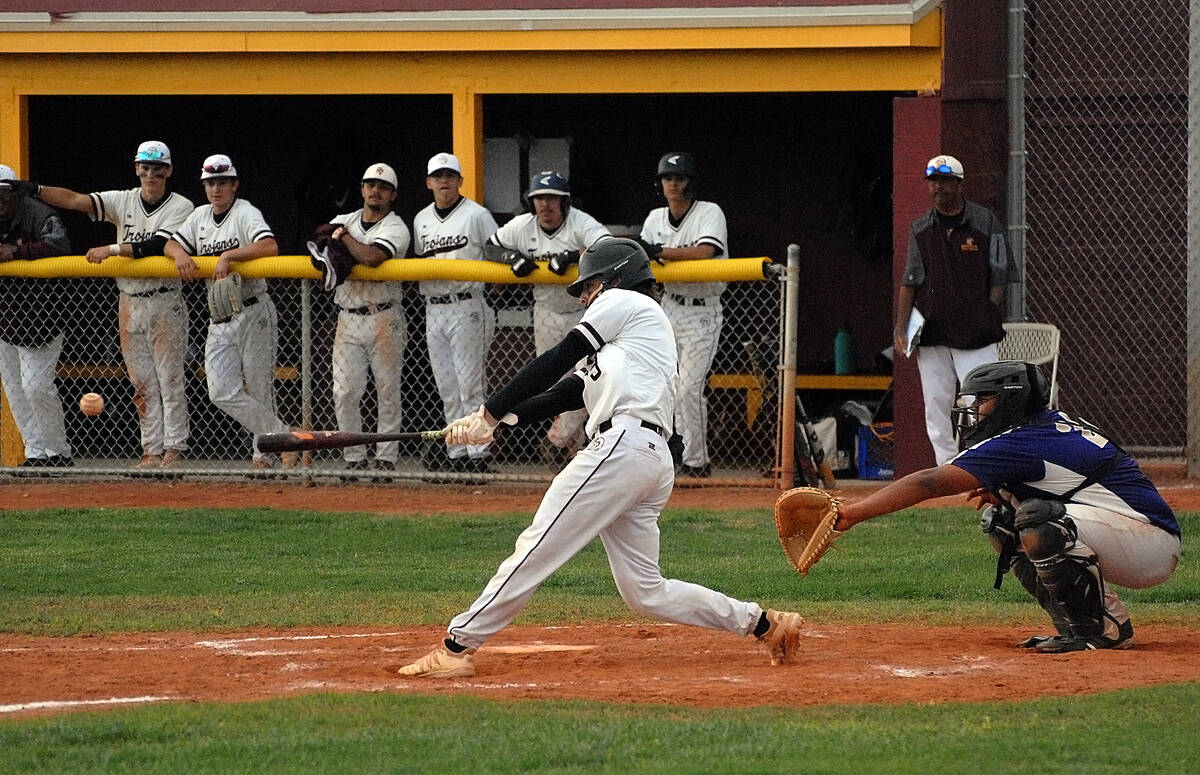 Horace Langford Jr./Pahrump Valley Times Senior catcher Colby Tillery during one of his at-bat ...