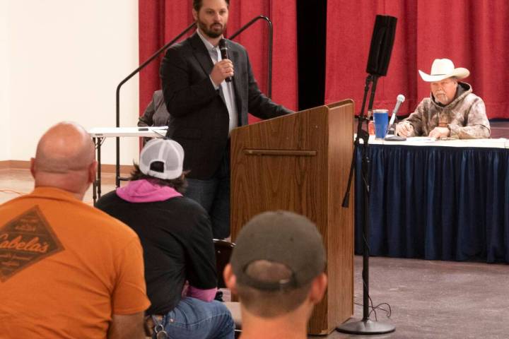 Richard Stephens/Special to the Pahrump Valley Times NextEra representative Matt Morris present ...