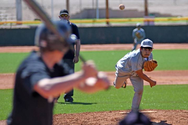 Richard Stephens/Special to the Tonopah Times Beatty Hornets' pitcher Yared Carrillo looking on ...