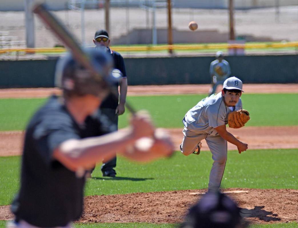 Richard Stephens/Special to the Tonopah Times Beatty Hornets' pitcher Yared Carrillo looking on ...