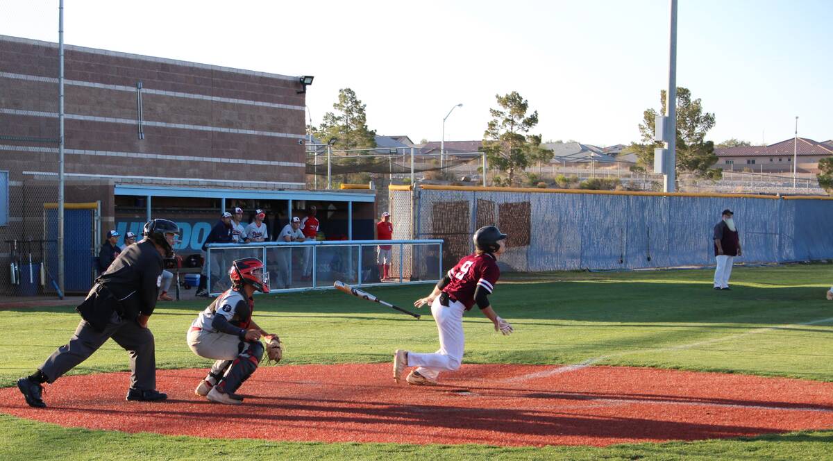 Danny Smyth/Pahrump Valley Times Pahrump Valley senior catcher Colby Tillery looks on as he hit ...