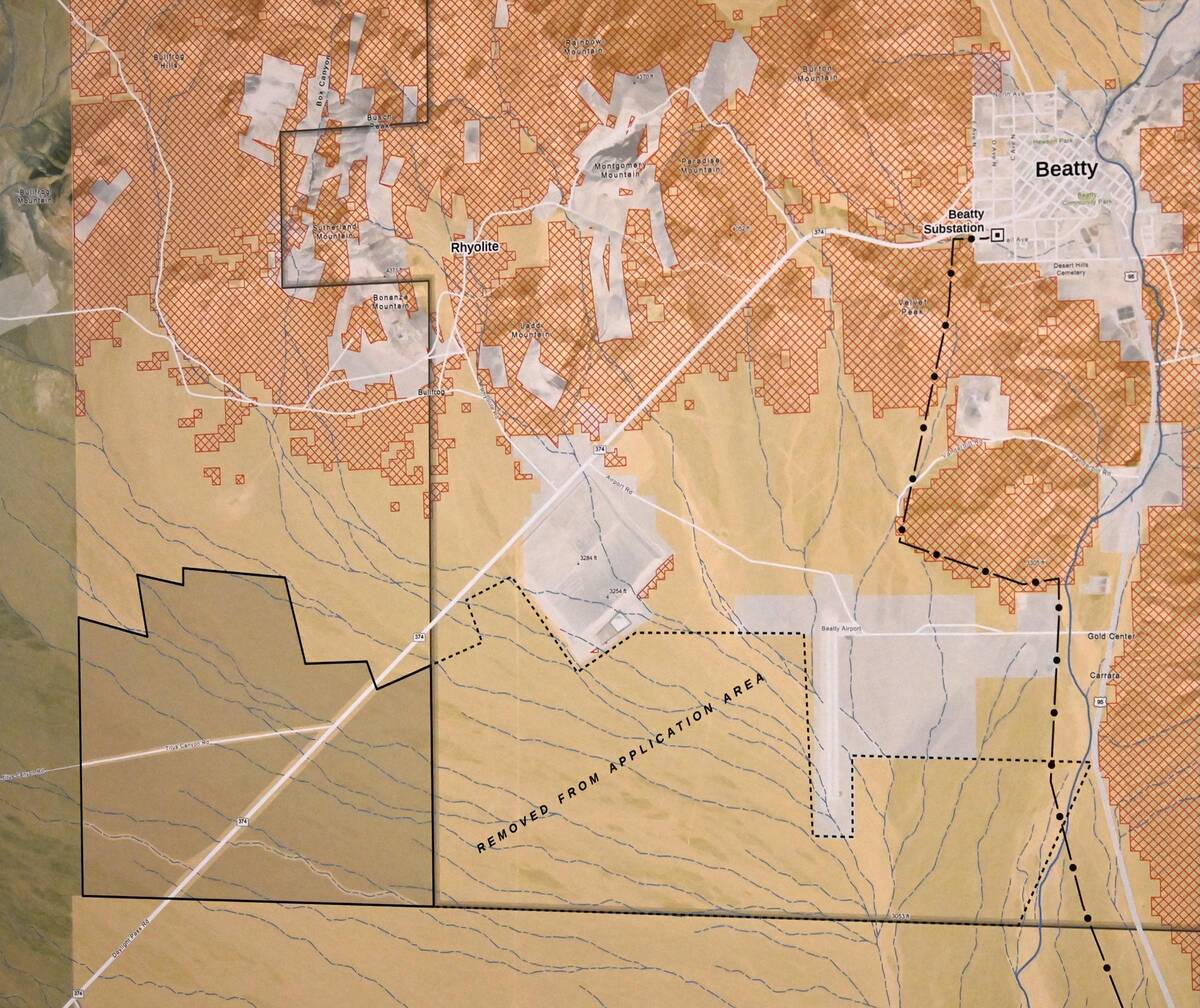 Richard Stephens/Special to the Pahrump Valley Times This map is showing the proposed Beatty En ...